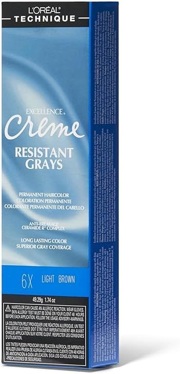 L'Oréal Technique Excellence Crème Resistant Grays Permanent Hair Color - Maximum Gray Coverage on Resistant Grays, Rich Crème No-Drip Formula and Patented Gray Seeking Dyes, For All Hair Types - Product Image