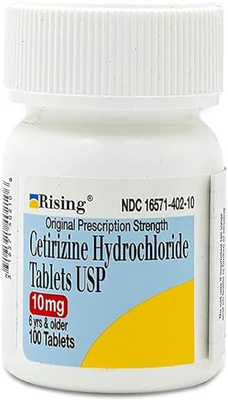 Rising Pharma - Cetirizine HCL 10 mg - Antihistamine Seasonal Allergy Tablets - 100 tablets - Product Image