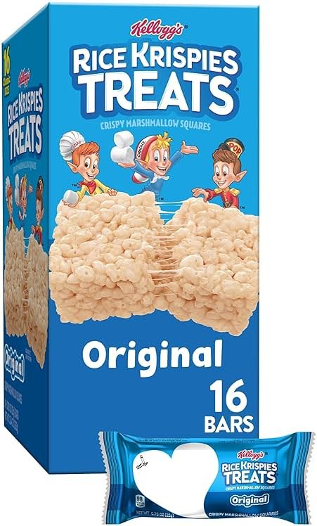 Rice Krispies Treats Crispy Marshmallow Squares, Kids Snacks, Cereal Bars, Original, 12.4oz Box (16 Bars) - Product Image