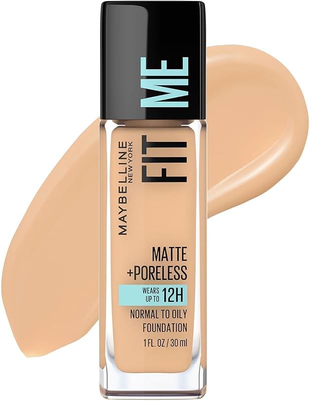 Maybelline Fit Me Matte + Poreless Liquid Oil-Free Foundation Makeup, Natural Beige, 1 Count (Packaging May Vary) - Product Image