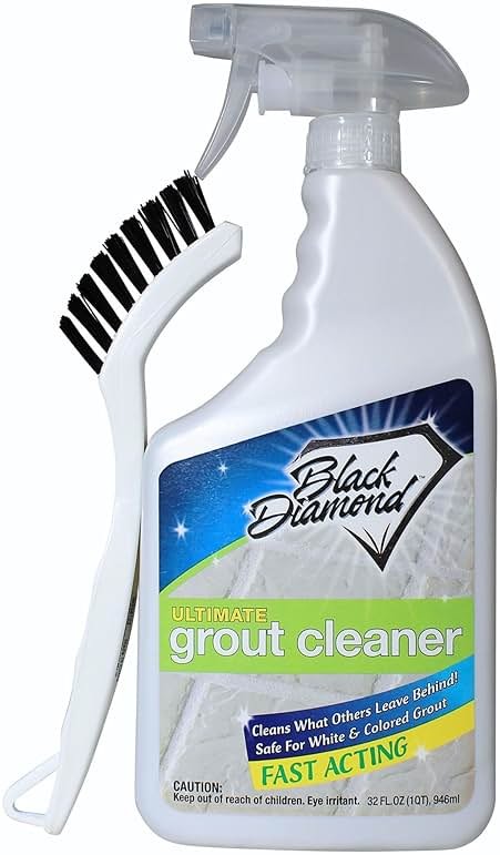 Black Diamond Ultimate Grout Cleaner: Best Cleaner for Tile,Ceramic,Porcelain, Marble Acid-Free Safe Deep Cleaner & Stain Remover for Even The Dirtiest Grout. (1-Quart/1-Brush) - Product Image