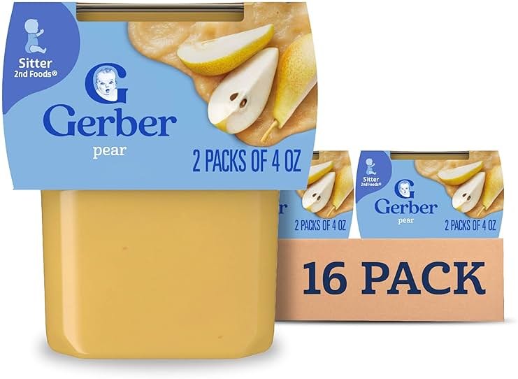 Gerber Stage 2 Baby Food, Pear Puree Tub, No Artificial Colors or Flavors, Baby Puree, 16-Pack - Product Image