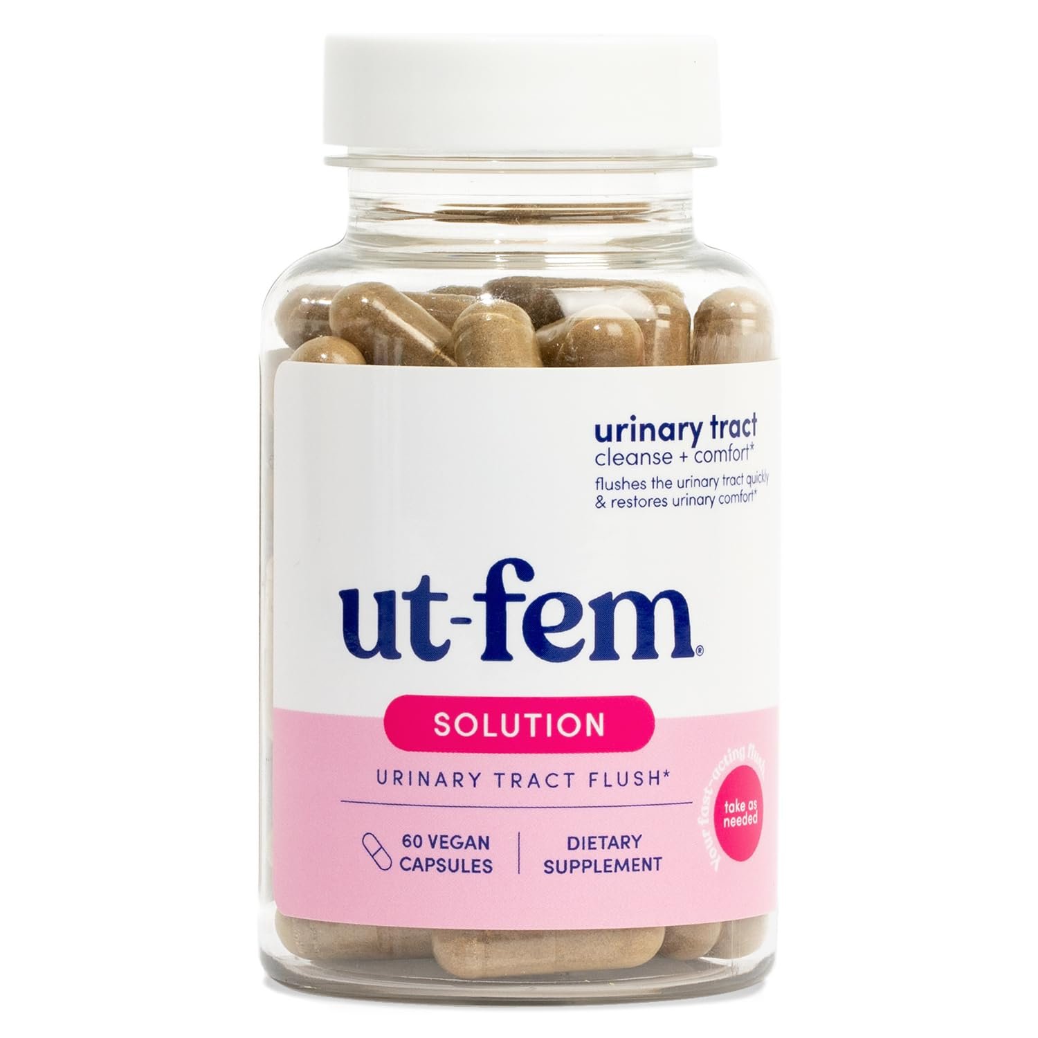 UT-Fem Solution - D Mannose Supplements for Women, D-Mannose 2000mg Capsules, On-Demand Urinary Tract Flush, with Cranberry, Dmannose Pills - 60 Capsules - Product Image