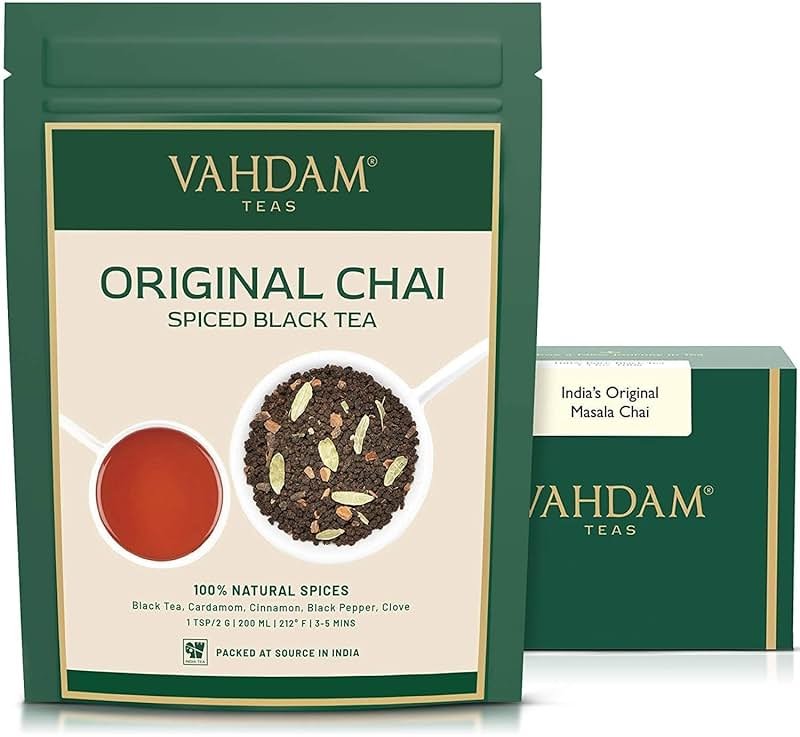 VAHDAM, India's Original Masala Chai Tea Loose Leaf (50 Cups/3.53oz) Blend Of Black Tea, Cinnamon, Cardamom, Cloves & Black Pepper | Ancient Indian House Recipe Of Spiced Masala Tea - Product Image
