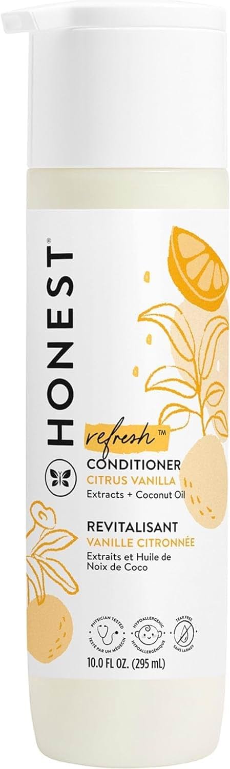 The Honest Company Silicone-Free Conditioner, Gentle Tear-Free, Hypoallergenic, Baby Hair Care with Naturally Derived Ingredients, Citrus Vanilla Refresh, 10 fl oz - Product Image