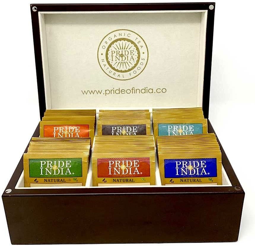 Pride of India Classic Tea Collection Chest – 72 Tea Bags | 6 Assorted Classic Flavors x 12 Sachets Each | Tea Variety Pack & Tea Sampler Gift Box for Office, Gifting & Tea Parties - Product Image