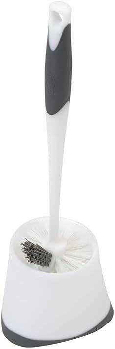 Clorox Corner Toilet Bowl Brush with Under Rim Scrubber, Includes Corner Storage Caddy, White - Product Image