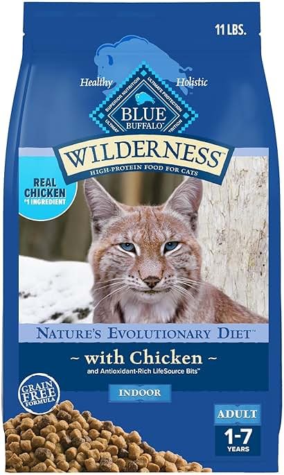 Blue Buffalo Wilderness Chicken Natural High-Protein Grain-Free Dry Food for Adult Indoor Cats, Real Chicken First, Antioxidant-Rich LifeSource Bits Support Immunity, Promotes Strong Muscles, 11 lbs. - Product Image