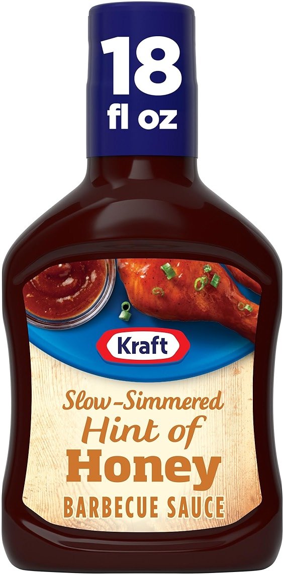 Kraft Hint of Honey Slow-Simmered Barbecue BBQ Sauce, 18 oz Bottle - Product Image