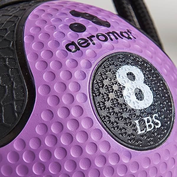 Aeromat Elite Power 39" Rope 8 lb Medicine Balls for Exercise - 9" Dia Workout Ball, Weighted Balls for Exercise, Weight Ball, Wall Balls for Exercise, Color-Coded Medicine Ball with Rope (Purple) - Product Image