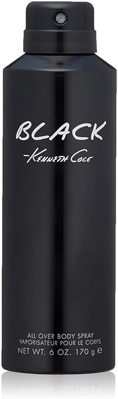 Kenneth Cole Black All Over Body Spray for Men, Aromatic Woody Fragrance, Notes of Watermint, Mandarin, Cedar, and Musk, Long-Lasting Cologne, 6.0 Fl. Oz - Product Image