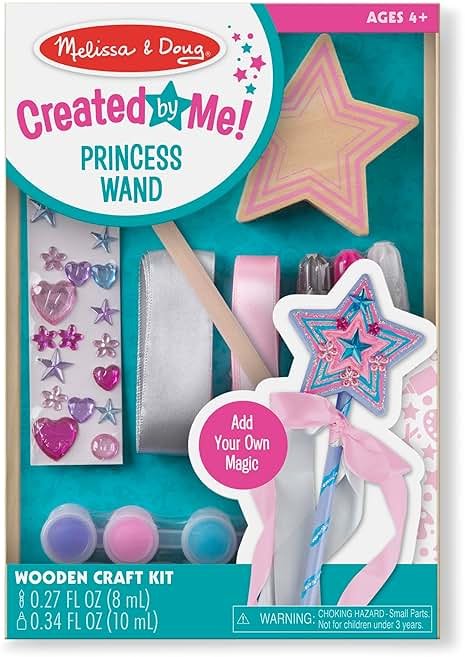 Melissa & Doug Created By Me! Paint & Decorate Your Own Wooden Princess Wand Craft Kit, Pink Princess Crafts Great for Rainy Days, Toys for Kids Ages 4+ - Product Image
