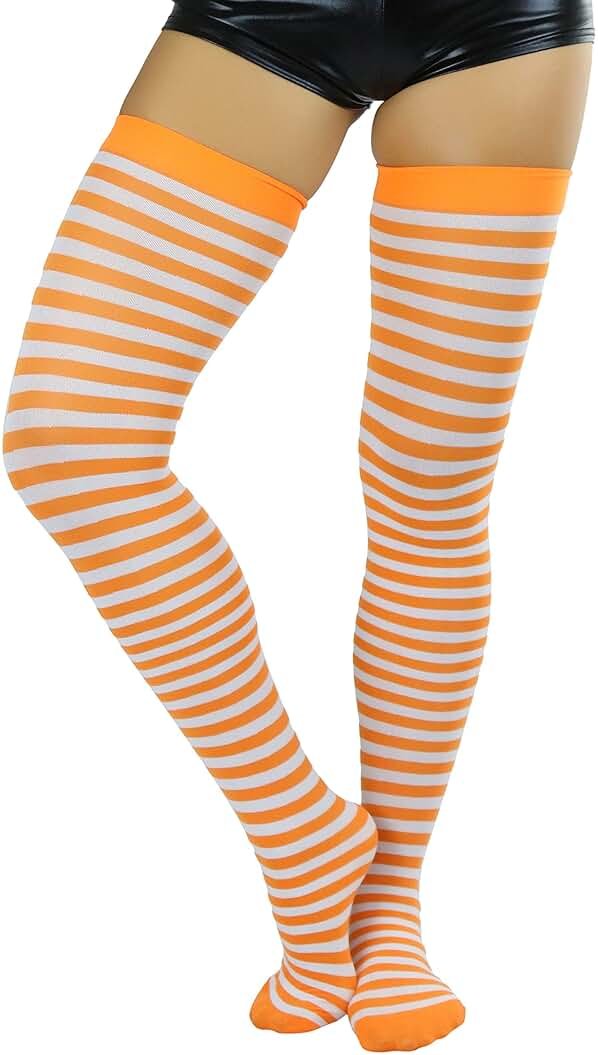 ToBeInStyle Women’s Opaque Hosiery Thin Striped Thigh High Long Stocking - Product Image