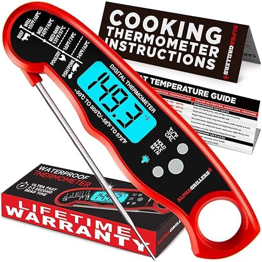 Alpha Grillers Meat Thermometer Digital – Instant Read Food Thermometer for Cooking & Grilling – Professional Kitchen Fathers Day Gift for Dad Men Him Husband - Product Image