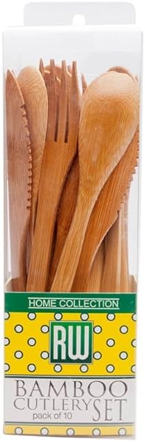 Restaurantware 8-inch Bamboo Knife Fork and Spoon Cutlery Sets: Perfect for Catering Events Restaurants and Food Trucks - 100 Knives 100 Forks and 100 Spoons - Premium - Product Image