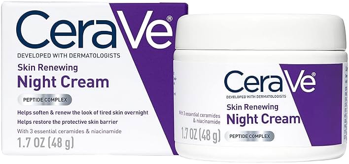 CeraVe Skin Renewing Night Cream, Peptide Complex, Hyaluronic Acid & Ceramide Moisturizer for Face, 1.7 Ounce - Product Image