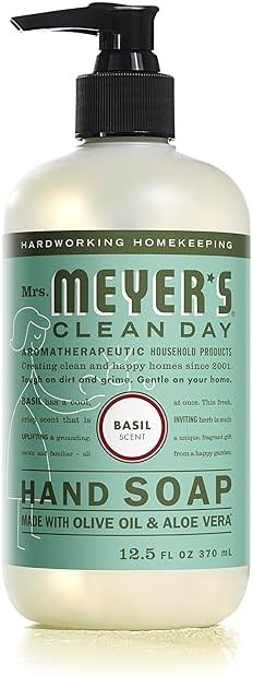 MRS. MEYER'S CLEAN DAY Hand Soap, Basil Scent, 12.5 Fl Oz Bottle - Product Image