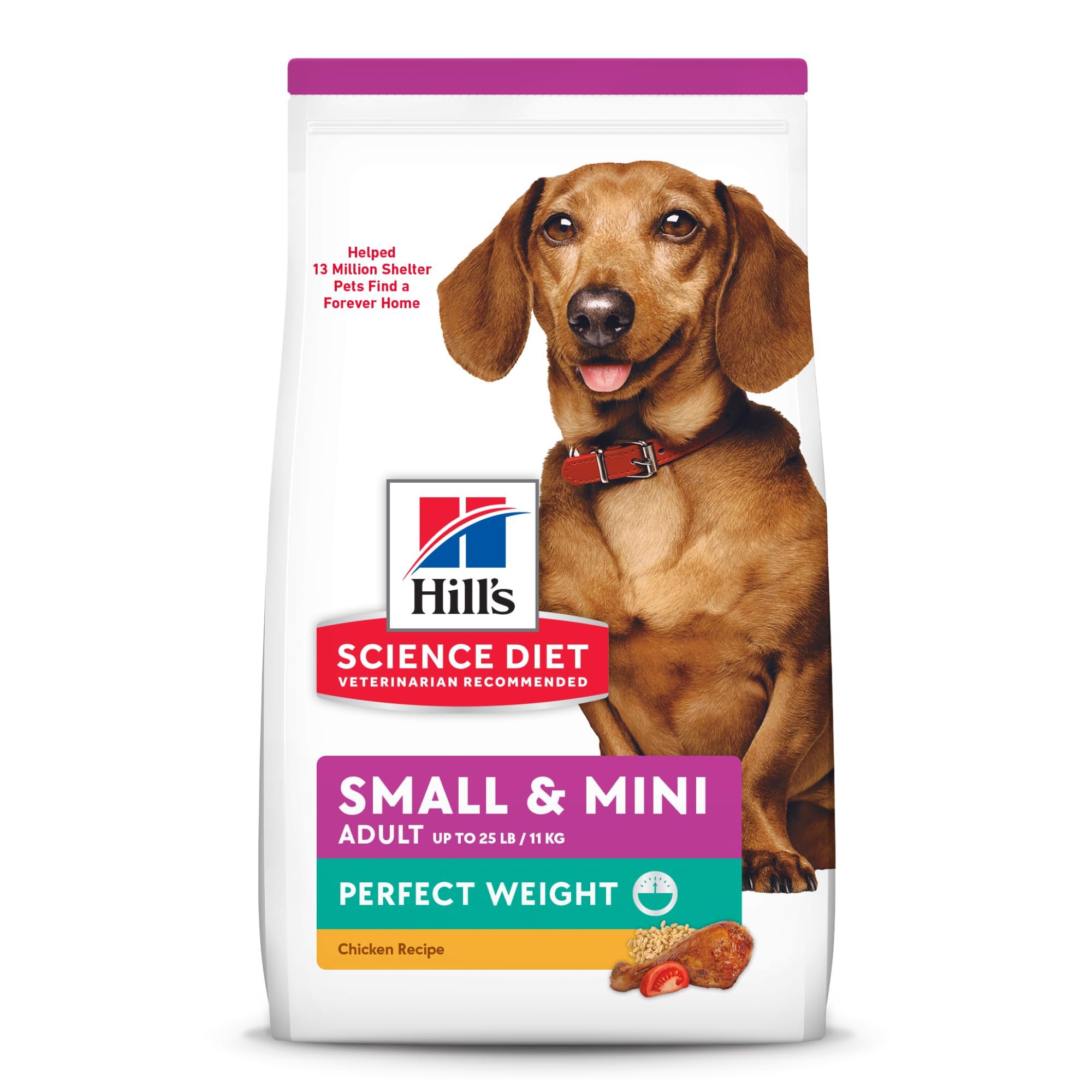 Hill's Science Diet Adult Perfect Weight Small & Mini Dry Dog Food, Chicken, 4 lb. Bag - Product Image