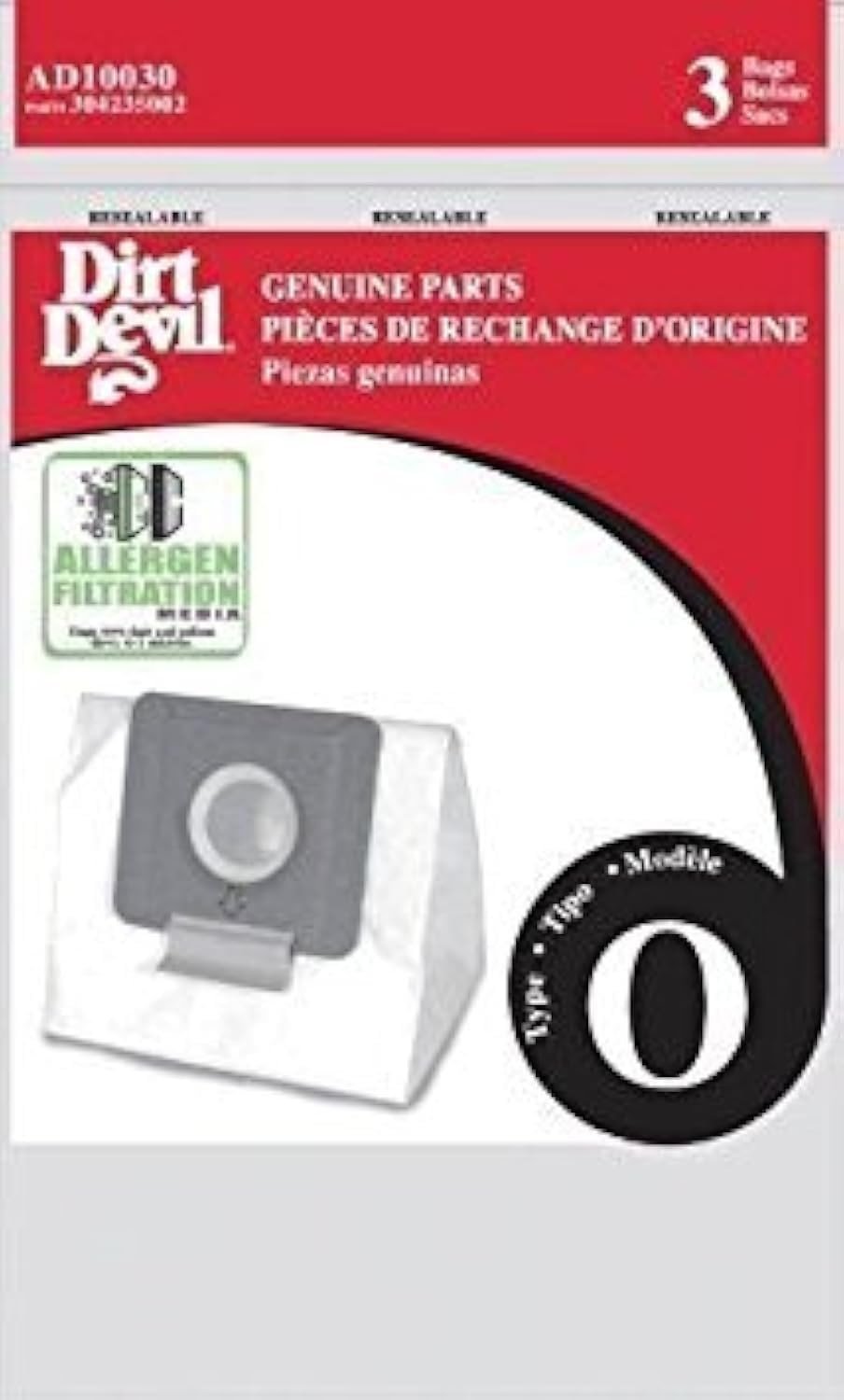 Dirt Devil Type O Allergen Vacuum Bags (9-Pack), AD10030 - Product Image