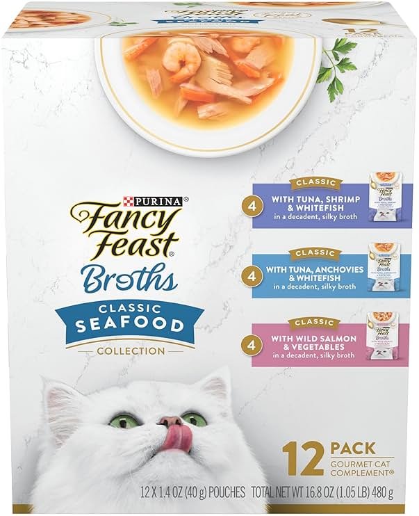 Purina Fancy Feast Lickable Wet Cat Food Broth Complement Classics Collection Variety Pack - (Pack of 12) 1.4 oz. Pouches - Product Image