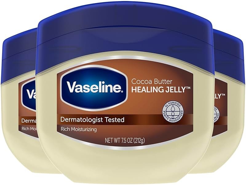 Vaseline Cocoa Butter Healing Jelly, Scented, 3-Pack – Rich Moisturizing Ointment, Petrolatum Skin Protectant for Dry Skin, 7.5 Oz Ea - Product Image