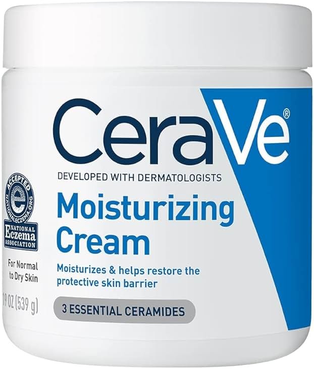 CeraVe Moisturizing Cream, Body and Face Moisturizer for Dry Skin, Body Cream with Hyaluronic Acid and Ceramides, Daily Moisturizer, Oil-Free, Fragrance Free, Non-Comedogenic, 19 Ounce - Product Image