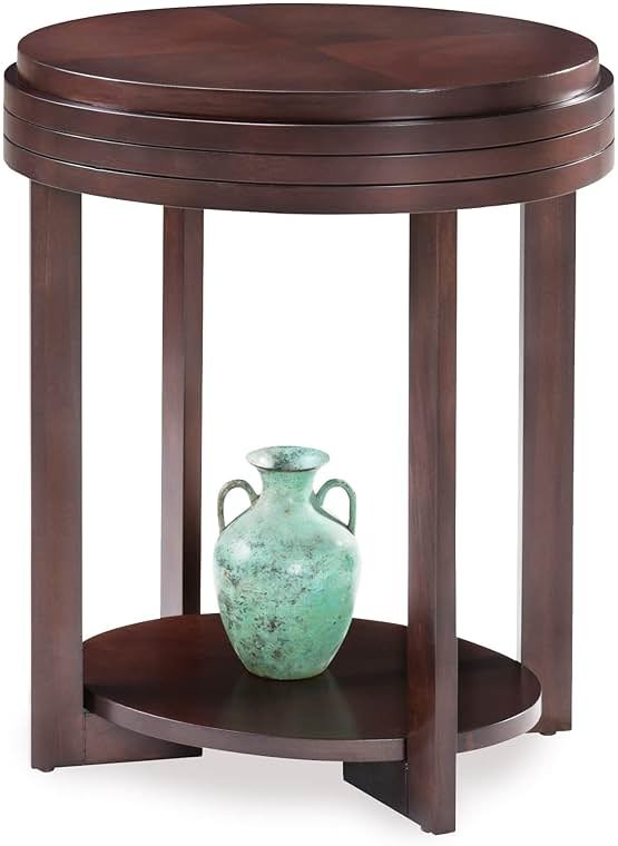 Leick Home Teo End Table, Solid Wood, Oval, with Shelf, for Living Room and Small Spaces, Chocolate Cherry, 10107-CH - Product Image