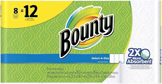 Bounty Select-A-Size Paper Towels, White, Giant Roll, 8 Rolls (Pack of 1) - Product Image
