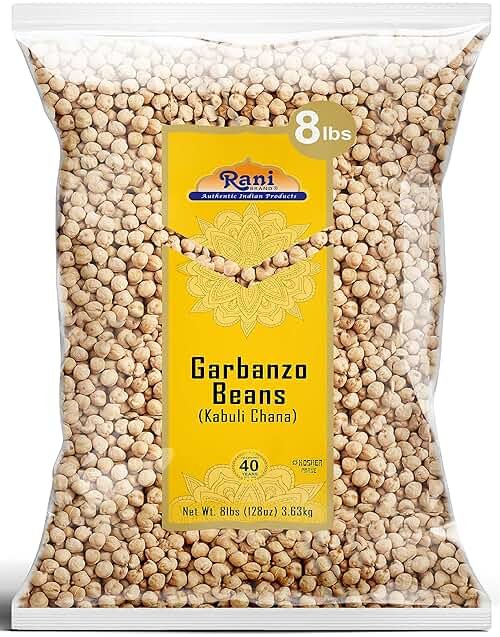 Rani Garbanzo Beans (Kabuli Chana) 128oz (8lbs) 3.63kg Bulk ~ All Natural | Vegan | Gluten Friendly | NON-GMO | Kosher | Indian Origin - Product Image