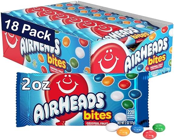 Airheads Candy Bites, Chewy Candy Bags, Assorted Fruit Flavors Naturally and Artificially Flavored, 2 Ounces (18-Pack) - Product Image