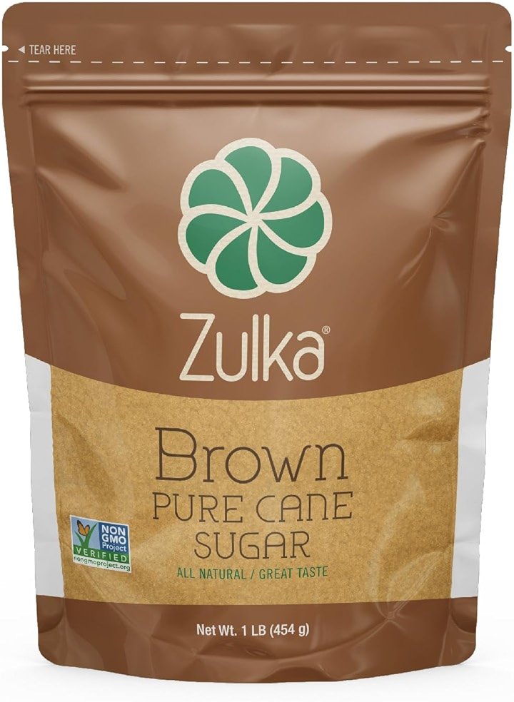 Zulka Brown Pure Cane Sugar, 1 Lb - All-Natural, Non-GMO, Certified Vegan, Bone-Char Free & Kosher Pareve - Product Image