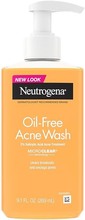 Neutrogena Oil-Free Acne Face Wash - Facial Cleanser with Salicylic Acid, Daily Cleanser for Oily & Acne-Prone Skin, Clears & Helps Prevent Breakouts, Clear Formula, 9.1 fl. oz. Bottle - Product Image