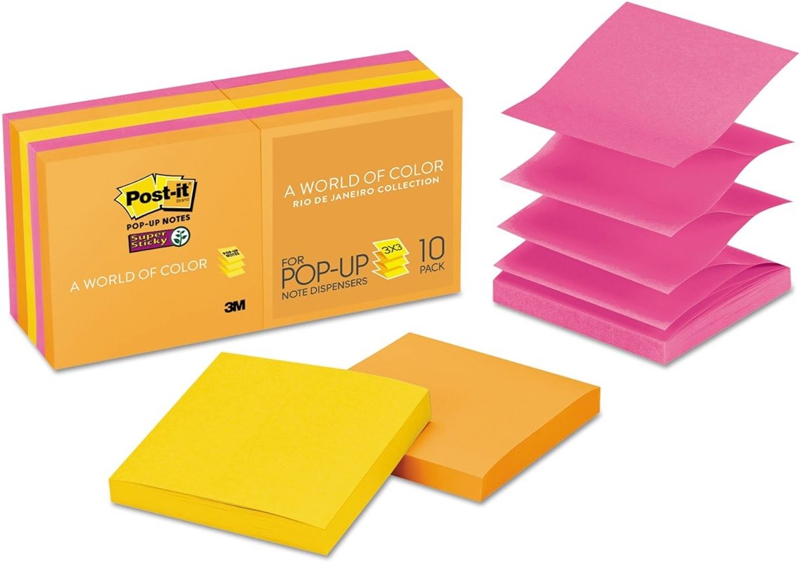 3M R33010SSAU Post-It SS Pop-Up Notes, 3 x 3, Rio de Janeiro Colors, 10/Pack - Product Image
