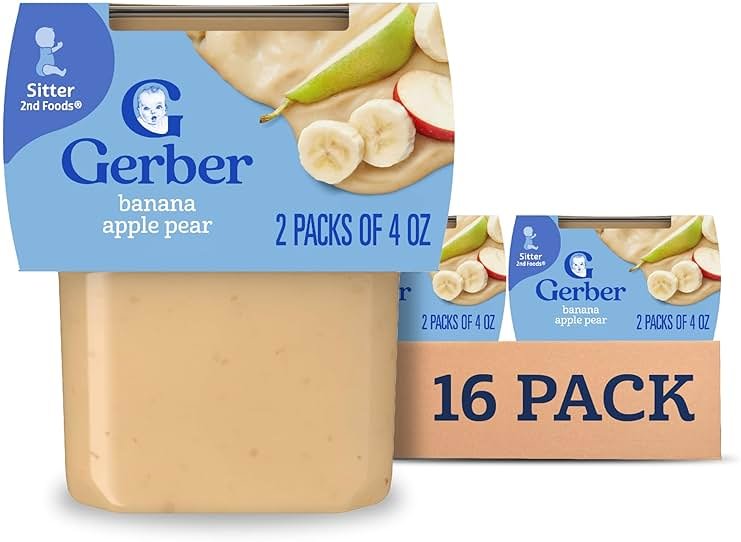 Gerber 2nd Foods Bananas with Apples & Pears, 4 Ounce Tubs, 2 Count (Pack of 8) - Product Image