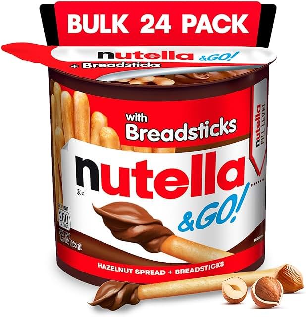 Nutella & GO! Chocolate Hazelnut Spread with Cocoa + Breadsticks, 24 Bulk Snack Packs, 1.8 oz Each - Product Image