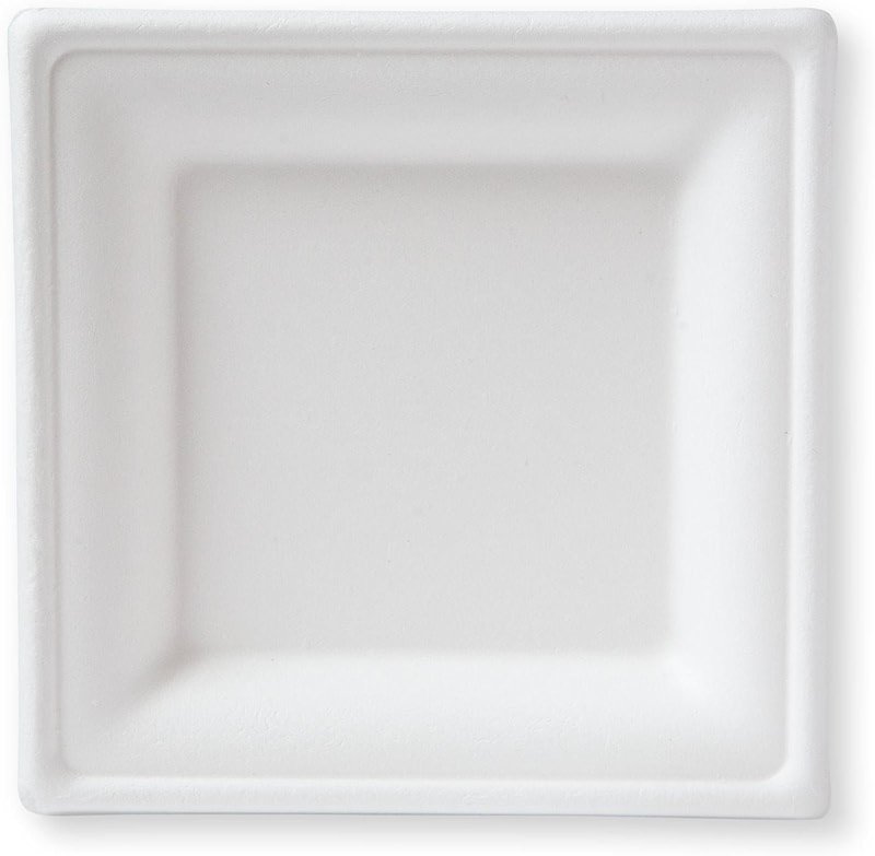 Susty Party 6-Inch Compostable Square Plates (50-Count), Sugarcane Heavy Duty Disposable Biodegradable Plate for Dessert, White - Product Image