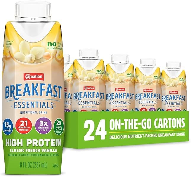 Carnation Breakfast Essentials High Protein Ready-to-Drink, Classic French Vanilla, 8 FL OZ Carton (Pack of 24) - Product Image