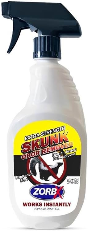 ZORBX Unscented Skunk Odor Remover Spray 24 FL Oz – Fast Acting Skunk Smell Removal - Extra Strength Pet Skunk Odor Remover for Dogs, House, Car, Clothes & Furniture - Product Image
