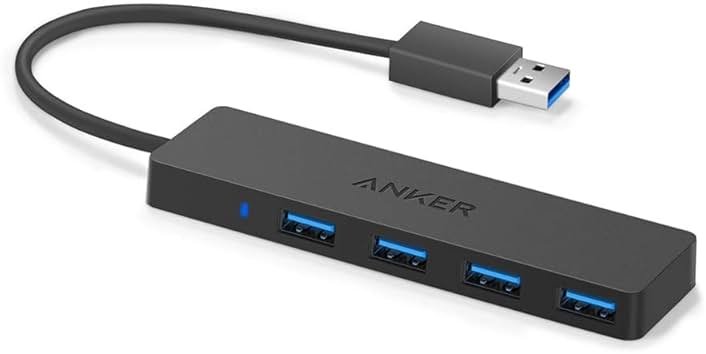 Anker USB Hub 4 Ports with 5Gbps Data Transfer, Multiple USB 3.0 Hub, USB Splitter for Laptop, Extender for A Port Laptop, PC, Desktop and More [Charging Not Supported](0.7 ft USB-A) - Product Image