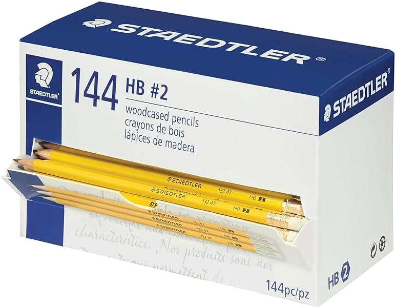 STAEDTLER Yellow School Pencils (144-Pack), Pre-Sharpened #2 HB with Erasers, Ready-to-Use School Supplies for Students and Teachers - Product Image