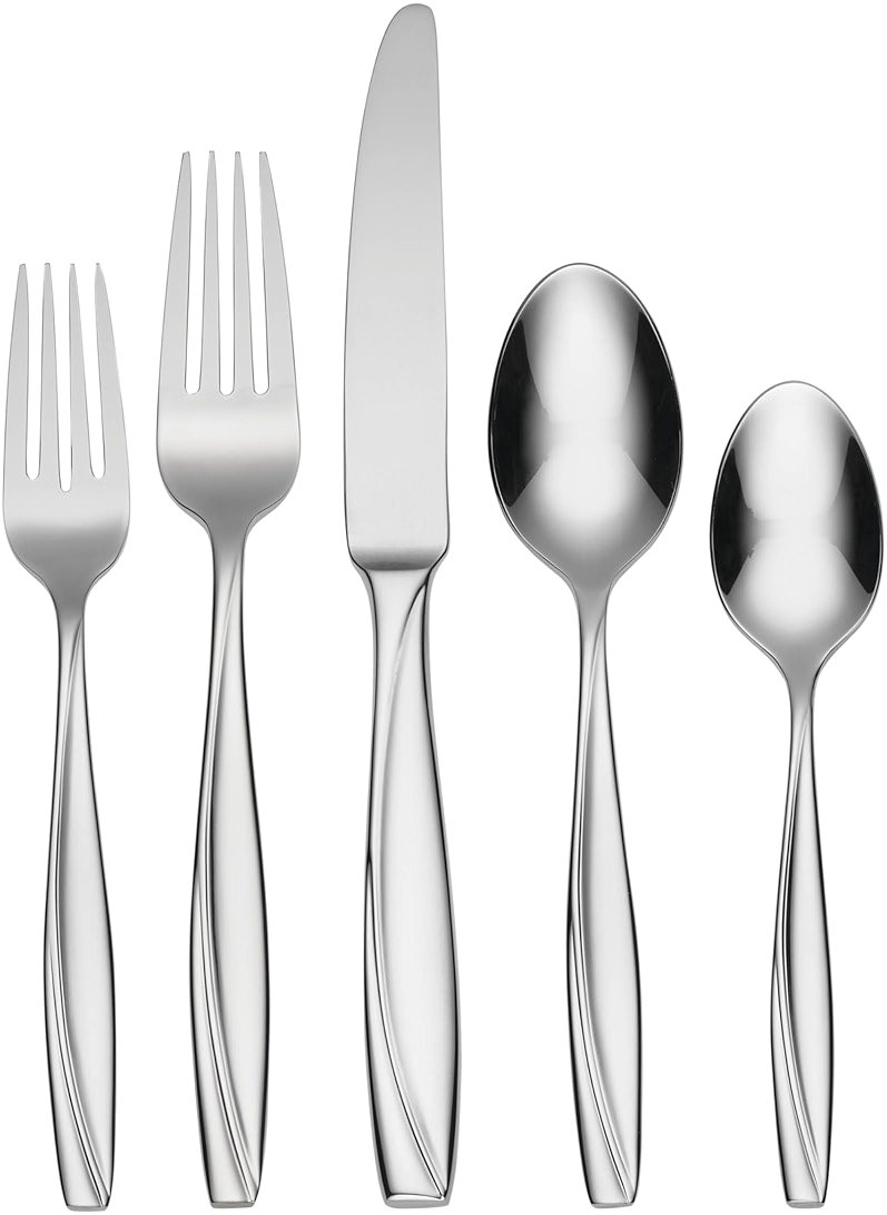 Oneida Silverware Set For 8, Camlynn Mirror 45-Piece Everyday Flatware Set with Serving Utensils, Service For 8, 18/0 Stainless Steel, Dishwasher Safe, Knives Spoons And Forks Sets (Silver, 45 Pieces) - Product Image