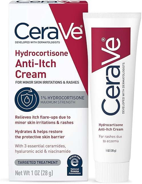 CeraVe 1% Hydrocortisone Anti-Itch Cream, Fragrance-Free Relief for Eczema-Prone & Dry Skin, 1 Ounce - Product Image
