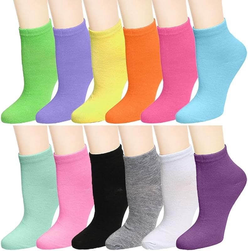 Falari 12 Pairs Women Novelty Ankle Socks Colorful ComfortSoft Lightweight Sports Athletic Socks - Product Image