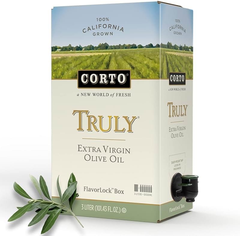 Corto TRULY® | Extra Virgin Olive Oil | Floral Notes | Cold Extracted in State-of-the-Art Mill | Straight from Official Corto Olive Groves & Oil Producer | Oxygen-Free, Light Free FlavorLock Box - Product Image