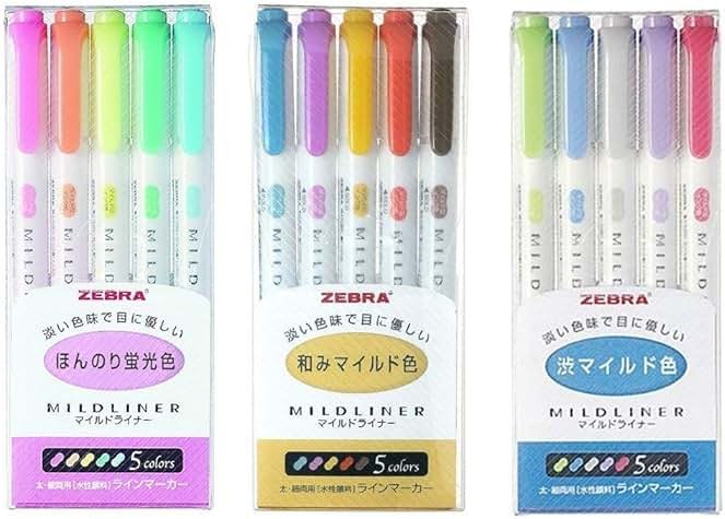 Zebra Mildliner Double-Sided Highlighter 15 Color Set, Fine / Bold, Mild & Fluorescent Color, Deep & Warm Color, Cool & Refined Color, - Product Image