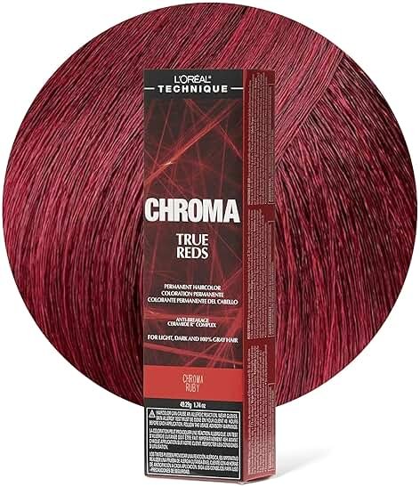 L'Oréal Technique Chroma True Reds Permanent Hair Color - Red Dye For Long-Lasting Color, For Light, Dark and Gray Hair - Product Image