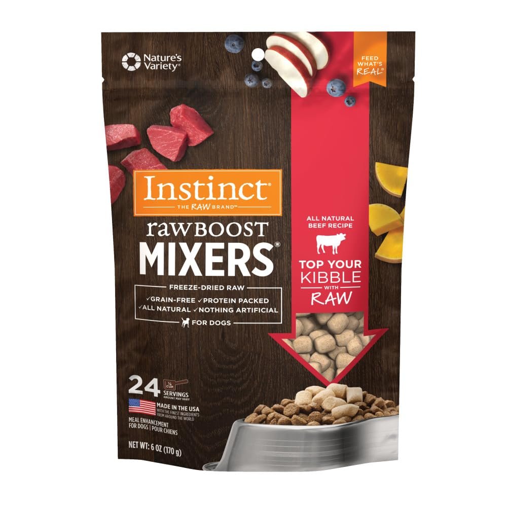 Instinct RawBoost Mixers, Freeze Dried Dog Food Topper, Grain-Free Recipe - All Natural Beef, 6 oz. Bag - Product Image
