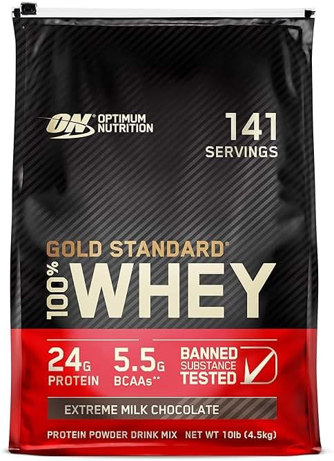 Optimum Nutrition Gold Standard 100% Whey Protein Powder, Extreme Milk Chocolate, 10 Pound (Packaging May Vary) - Product Image