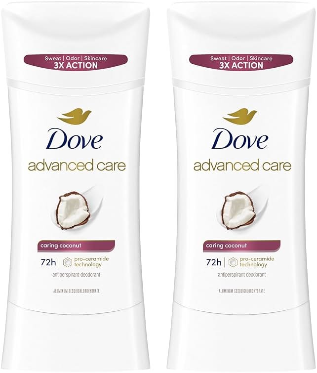 Dove Advanced Care Antiperspirant Caring Coconut, 2 Count Deodorant Stick for Women, for 48 Hour Protection And Soft And Comfortable Underarms, 2.6 oz - Product Image