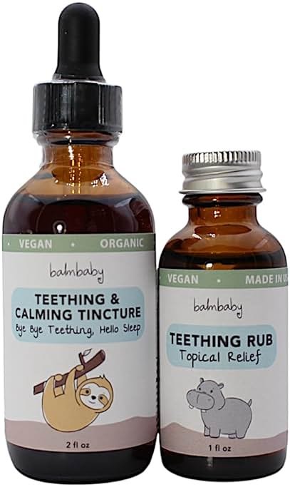 Balm Baby Teething Rescue Kit – Bye Bye Teething Natural Calming Tincture & Topical Teething Oil Rub | Kids Relief for Gum Inflamation & Discomfort - Organic, Herbal and Gentle - Glass Bottles - Product Image